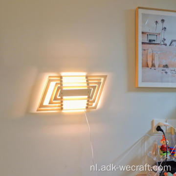 Parallellogram houten decoratieve wandlamp